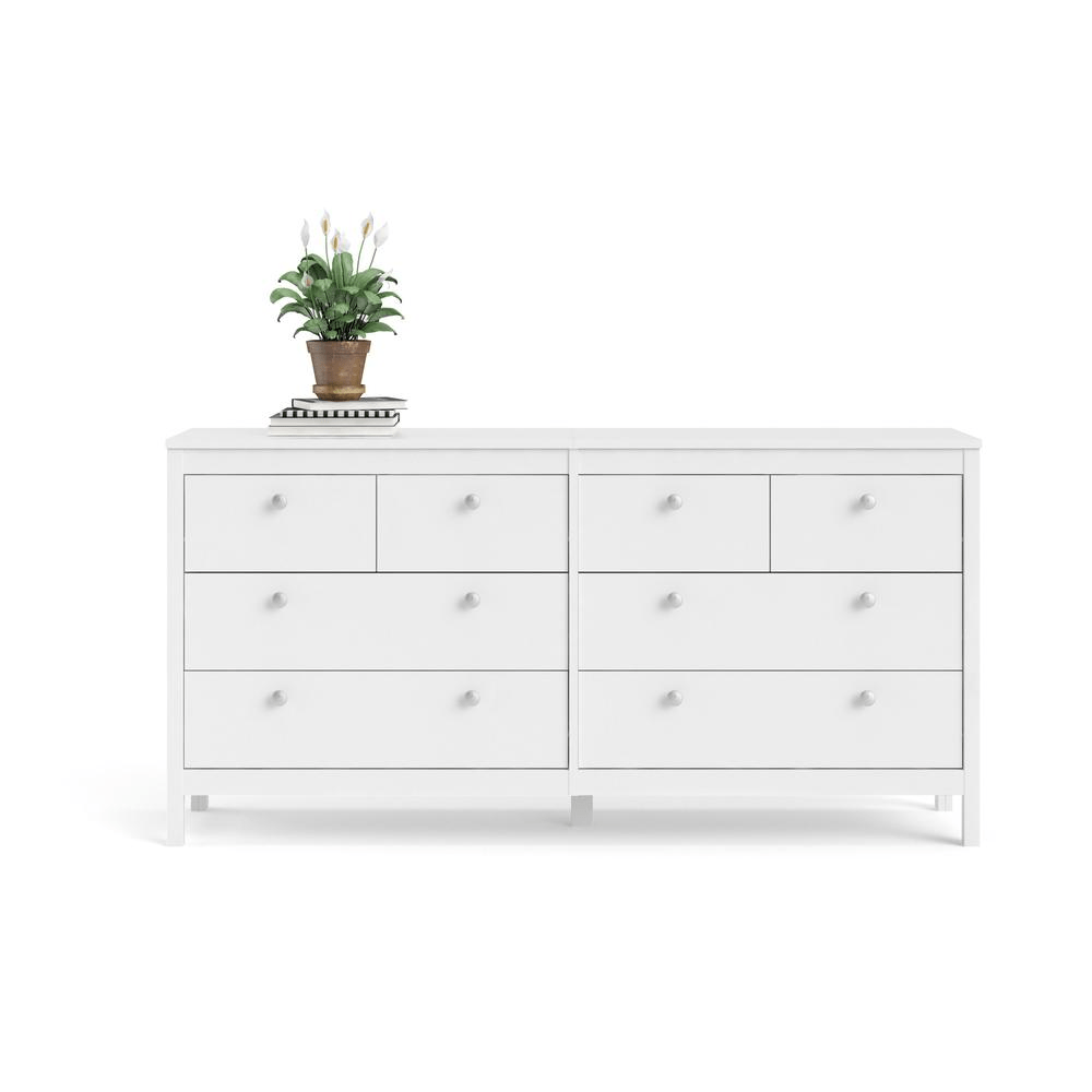 Madrid 8 Drawer Double Dresser , White - Mervyns