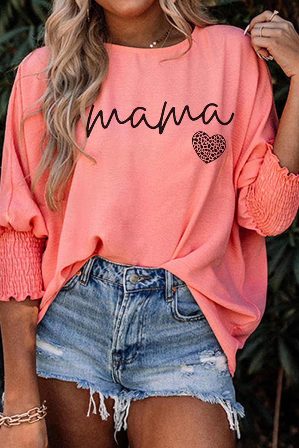 MAMA Round Neck Lantern Sleeve Blouse - Mervyns