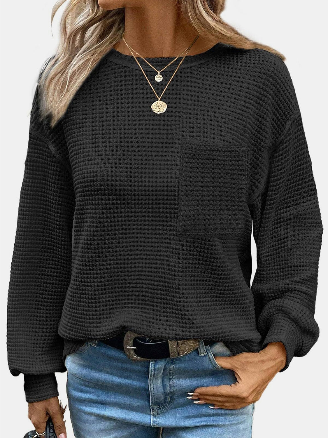 Mandy Round Neck Long Sleeve T-Shirt - Mervyns