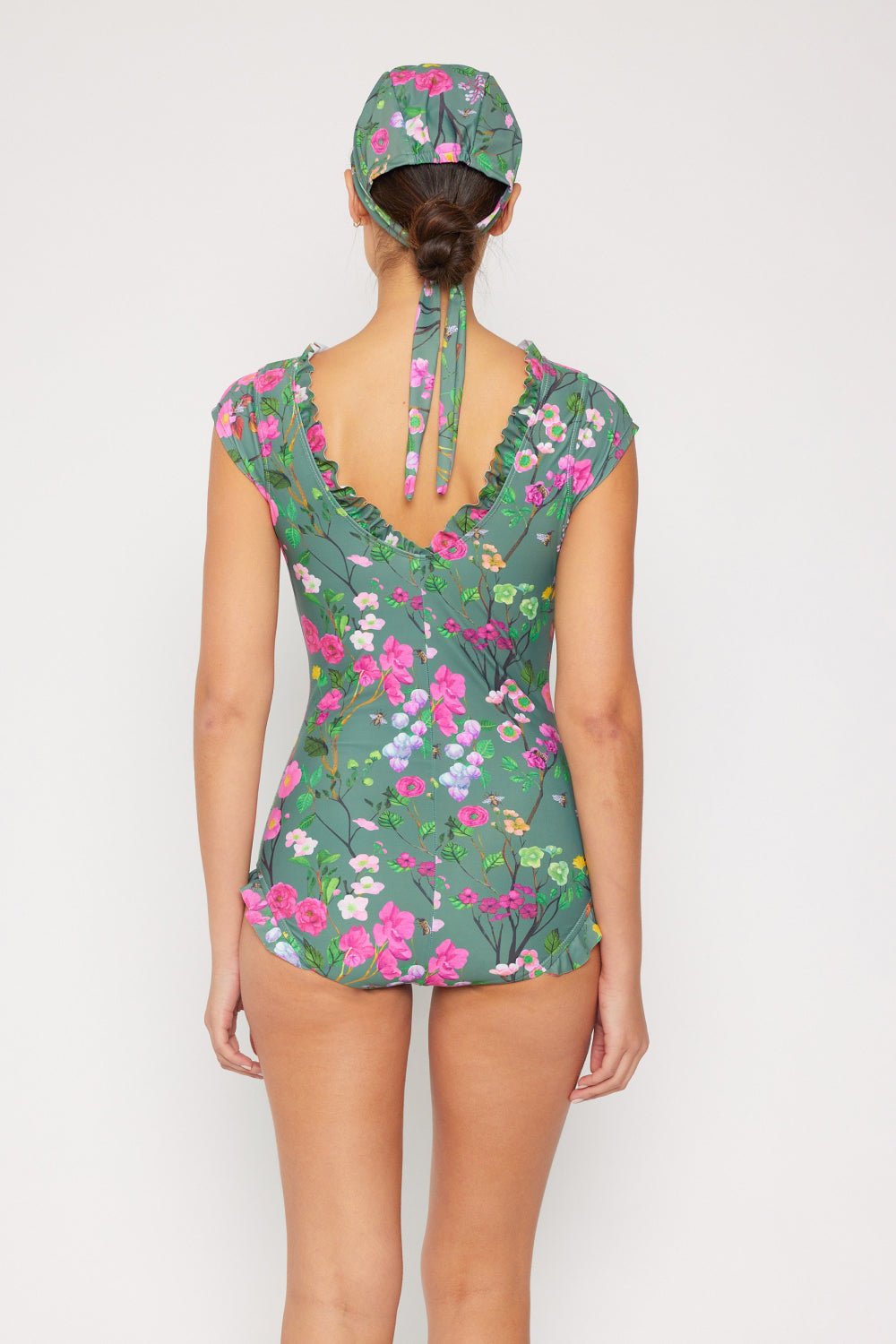 Marina West Swim Bring Me Flowers V - Neck One Piece Swimsuit In Sage - Mervyns