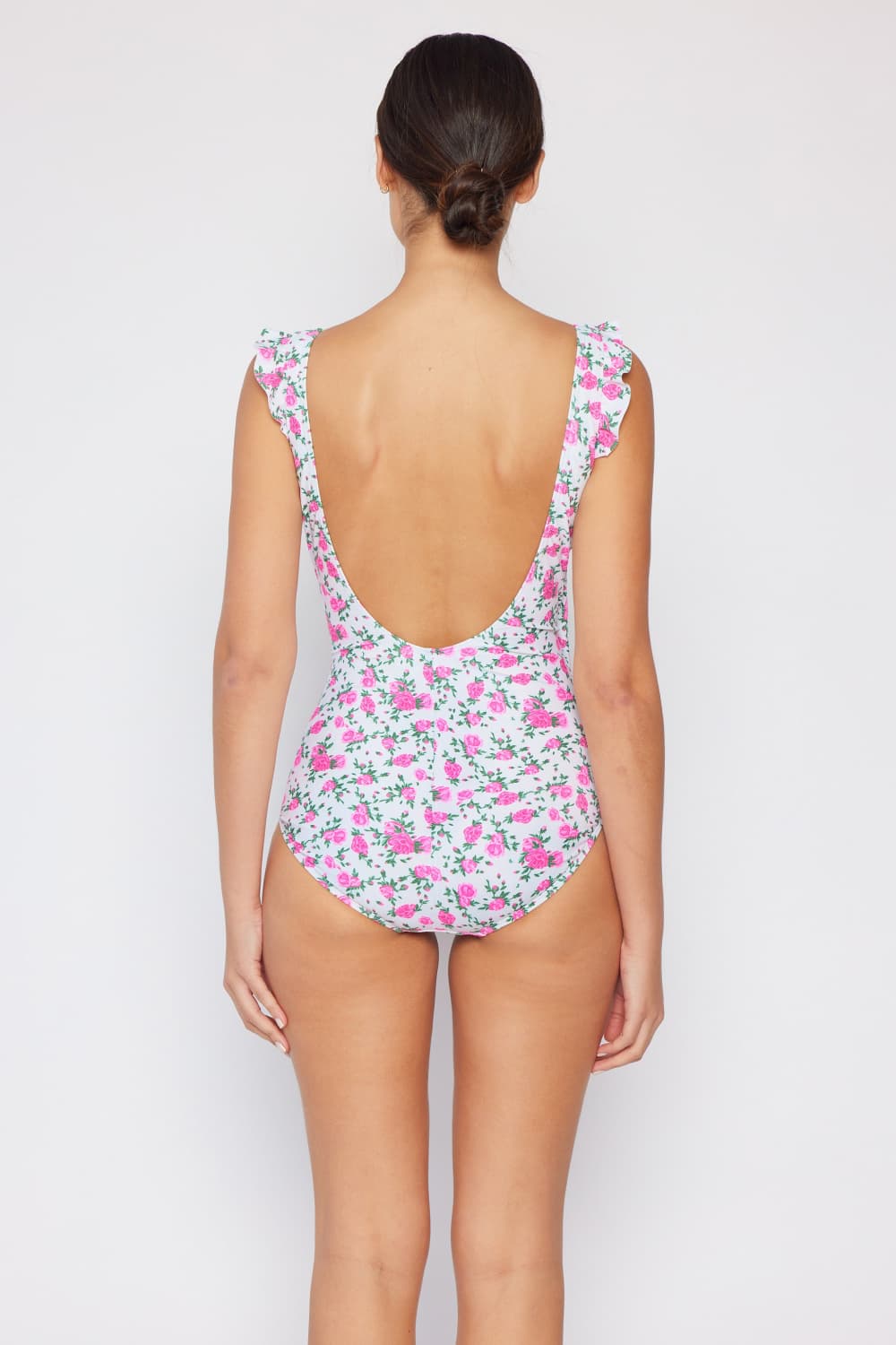 Marina West Swim Full Size Float On Ruffle Faux Wrap One - Piece in Roses Off - White - Mervyns