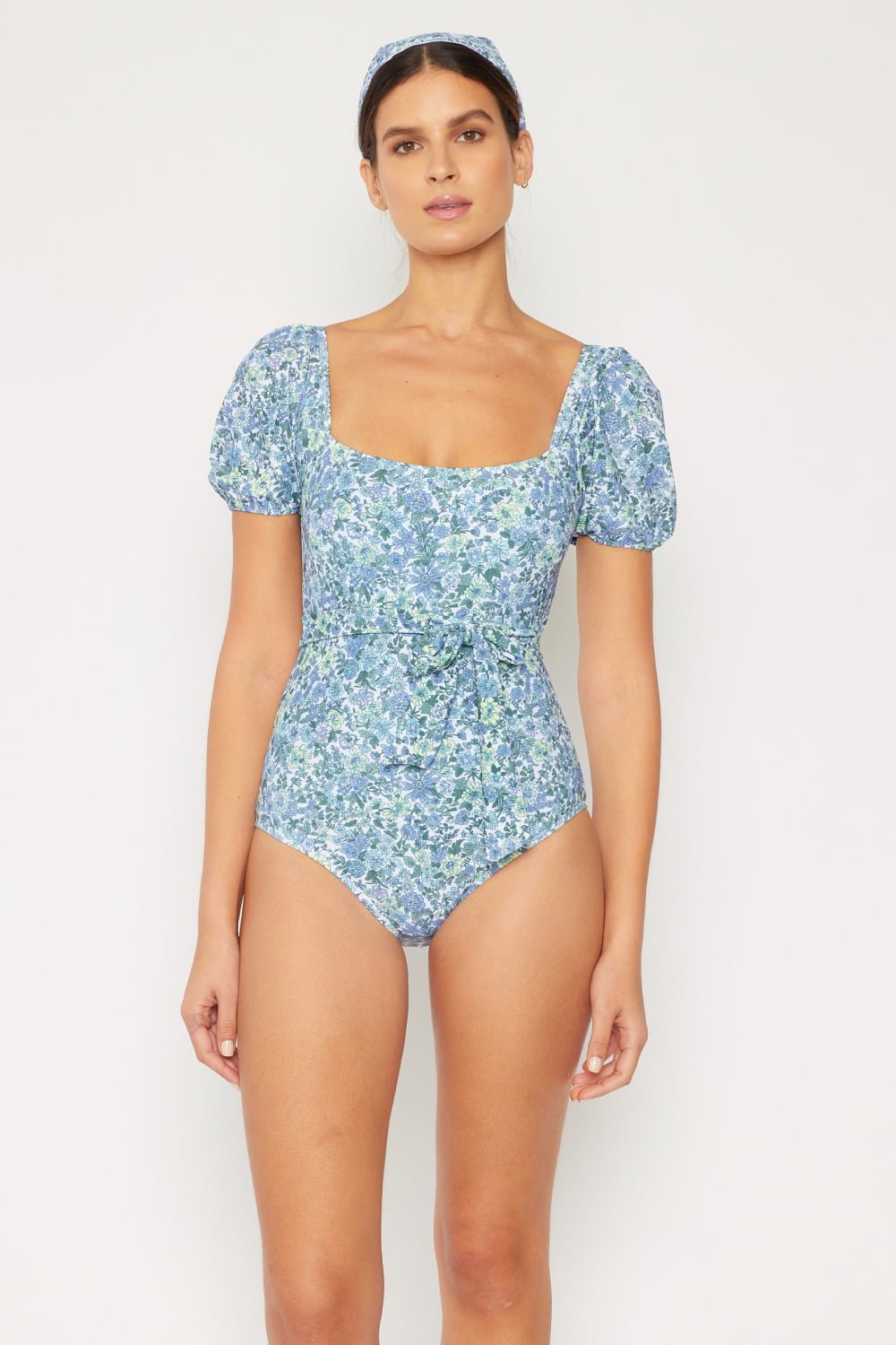 Marina West Swim Salty Air Puff Sleeve One - Piece in Blue - Mervyns