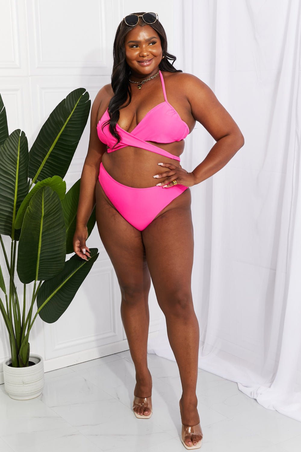 Marina West Swim Summer Splash Halter Bikini Set in Pink - Mervyns