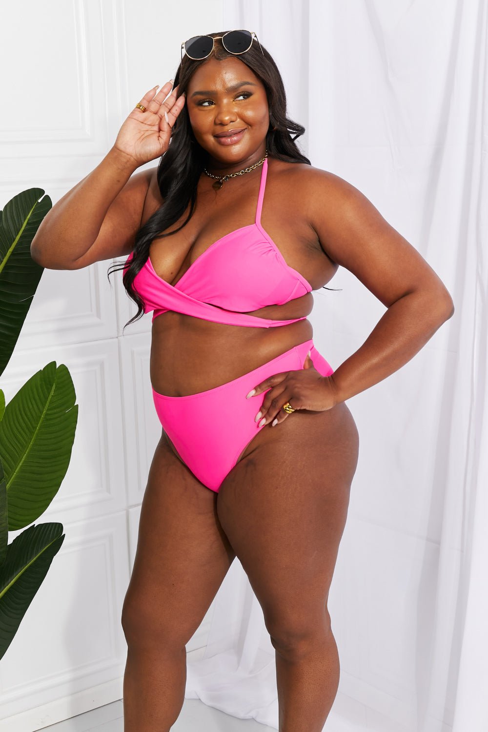 Marina West Swim Summer Splash Halter Bikini Set in Pink - Mervyns