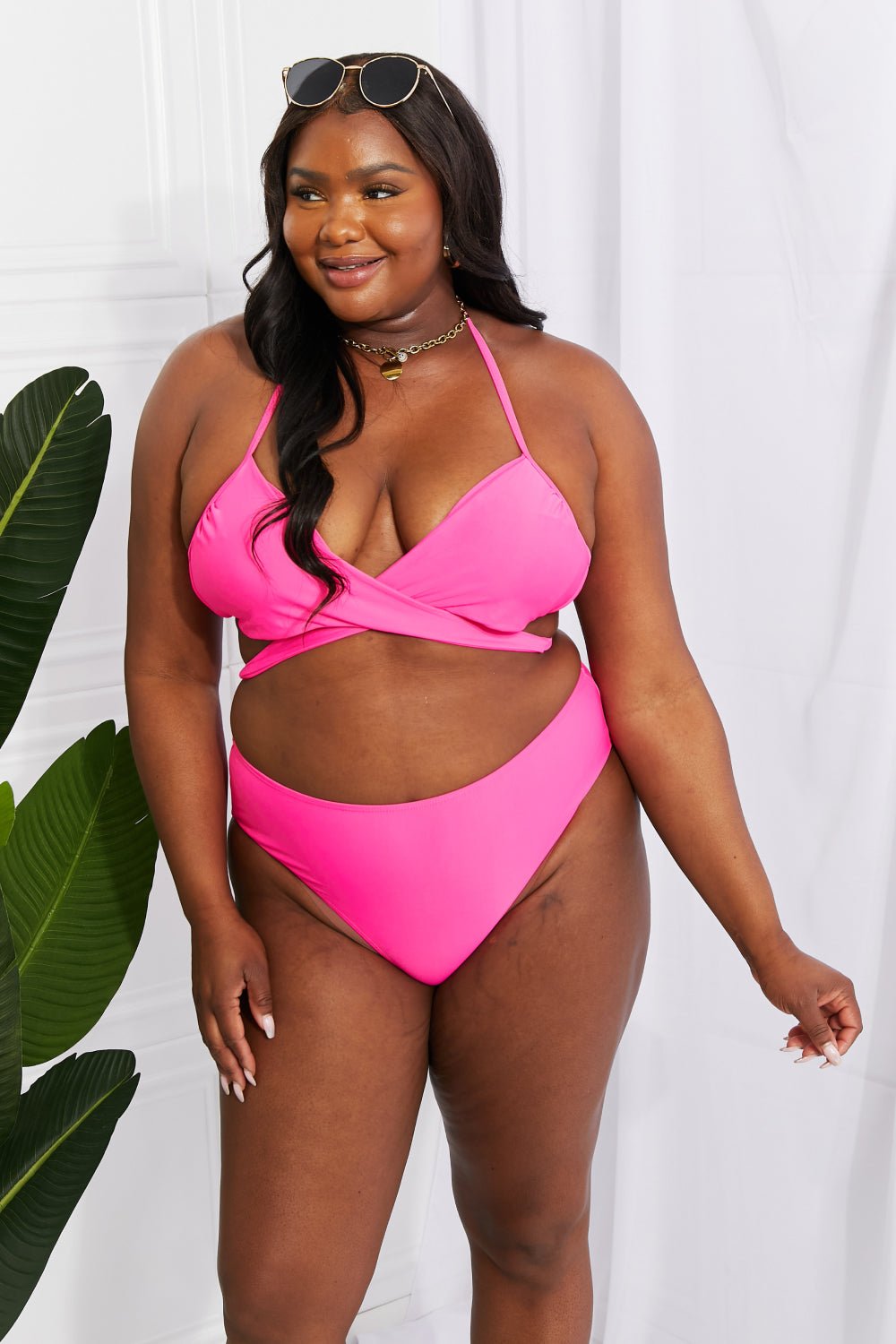 Marina West Swim Summer Splash Halter Bikini Set in Pink - Mervyns