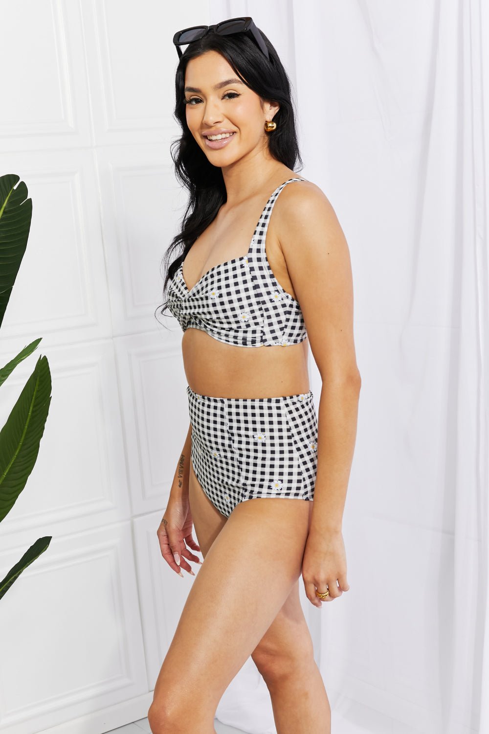 Marina West Swim Take A Dip Twist High - Rise Bikini in Black - Mervyns