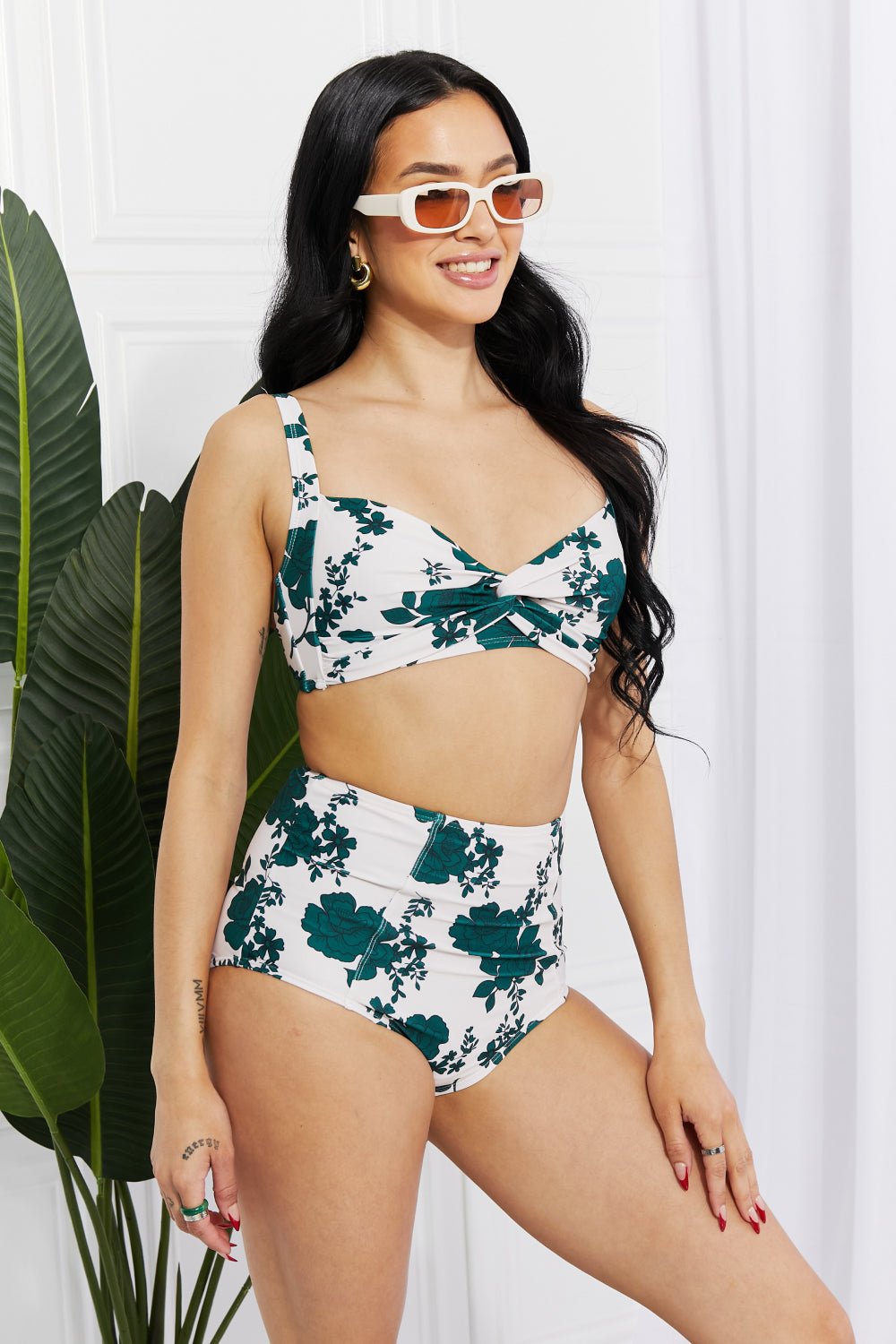 Marina West Swim Take A Dip Twist High - Rise Bikini in Forest - Mervyns