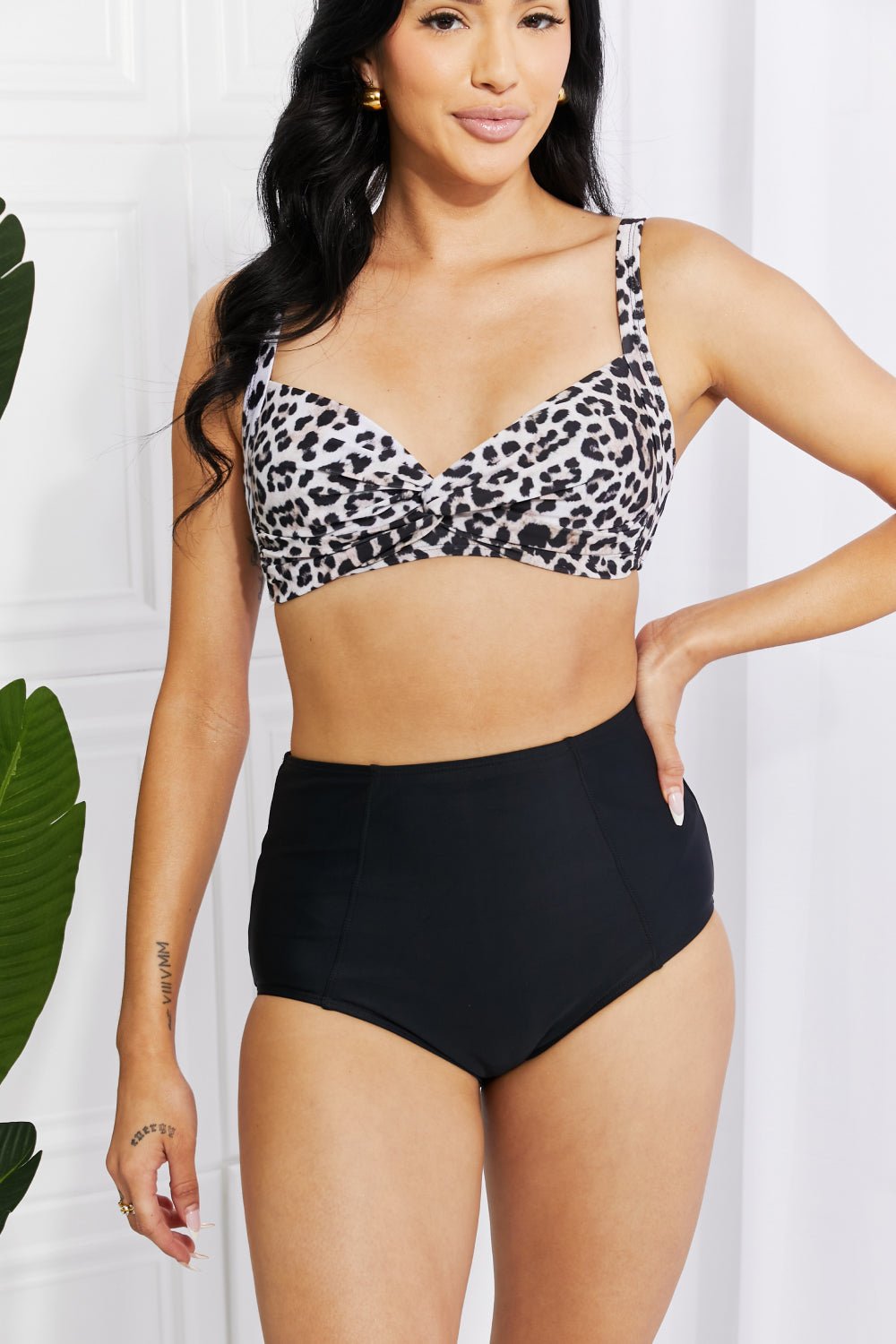 Marina West Swim Take A Dip Twist High - Rise Bikini in Leopard - Mervyns