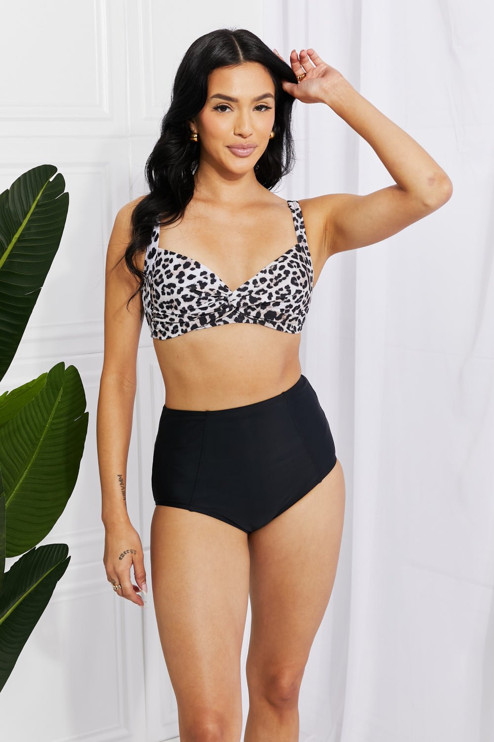 Marina West Swim Take A Dip Twist High - Rise Bikini in Leopard - Mervyns