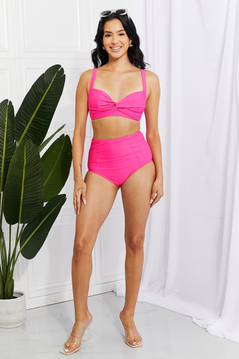 Marina West Swim Take A Dip Twist High - Rise Bikini in Pink - Mervyns