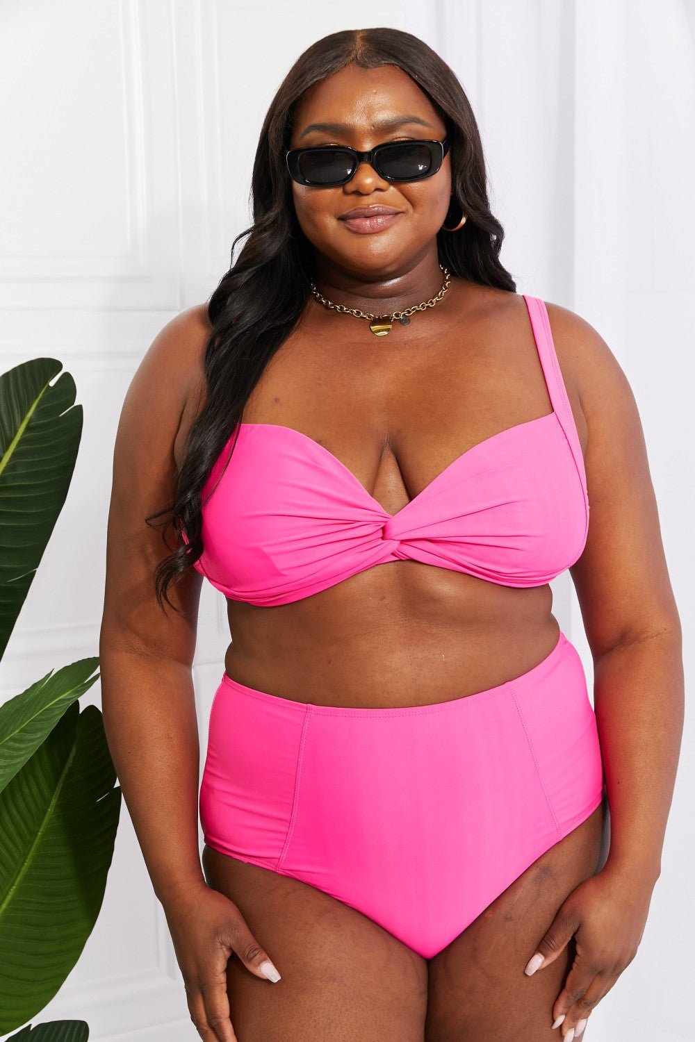 Marina West Swim Take A Dip Twist High - Rise Bikini in Pink - Mervyns