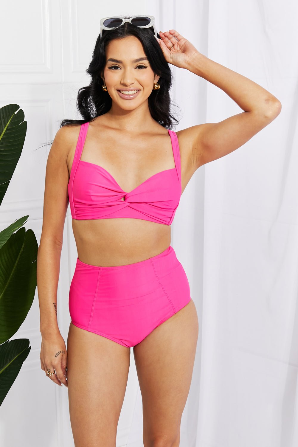 Marina West Swim Take A Dip Twist High - Rise Bikini in Pink - Mervyns