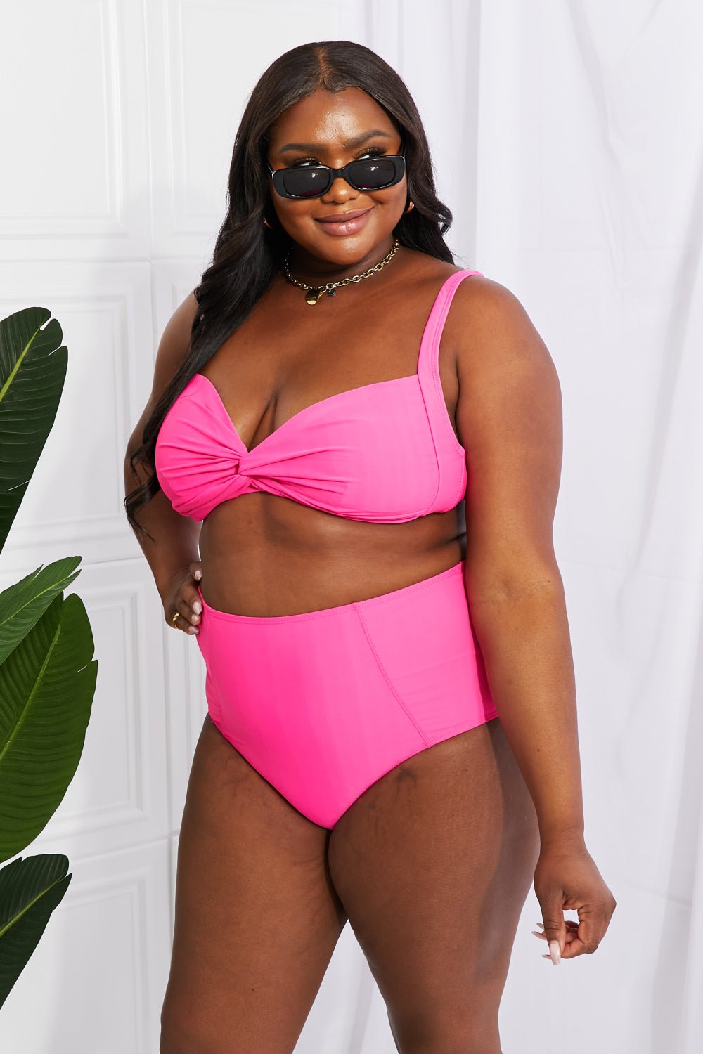 Marina West Swim Take A Dip Twist High - Rise Bikini in Pink - Mervyns