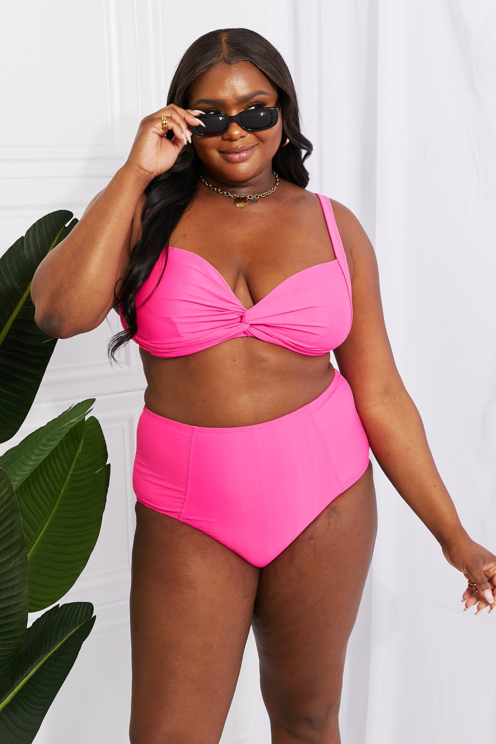 Marina West Swim Take A Dip Twist High - Rise Bikini in Pink - Mervyns