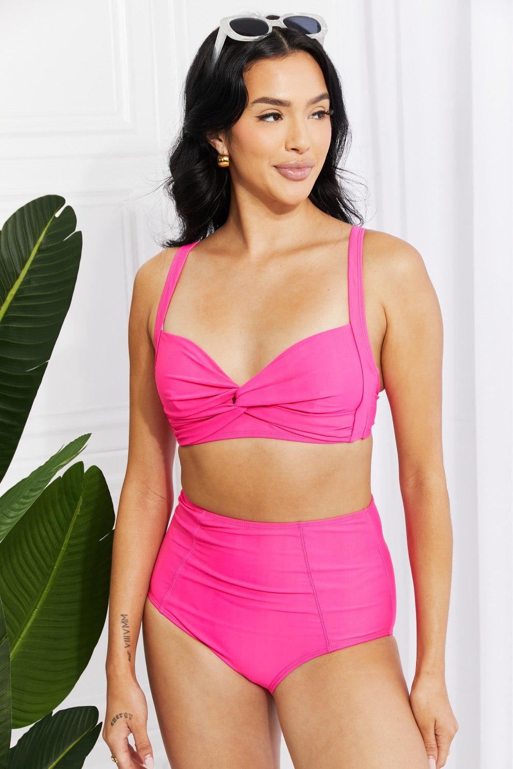 Marina West Swim Take A Dip Twist High - Rise Bikini in Pink - Mervyns