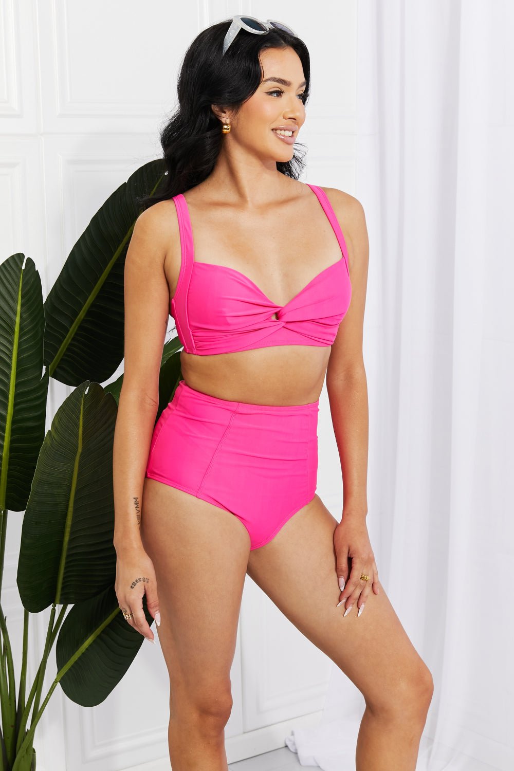 Marina West Swim Take A Dip Twist High - Rise Bikini in Pink - Mervyns