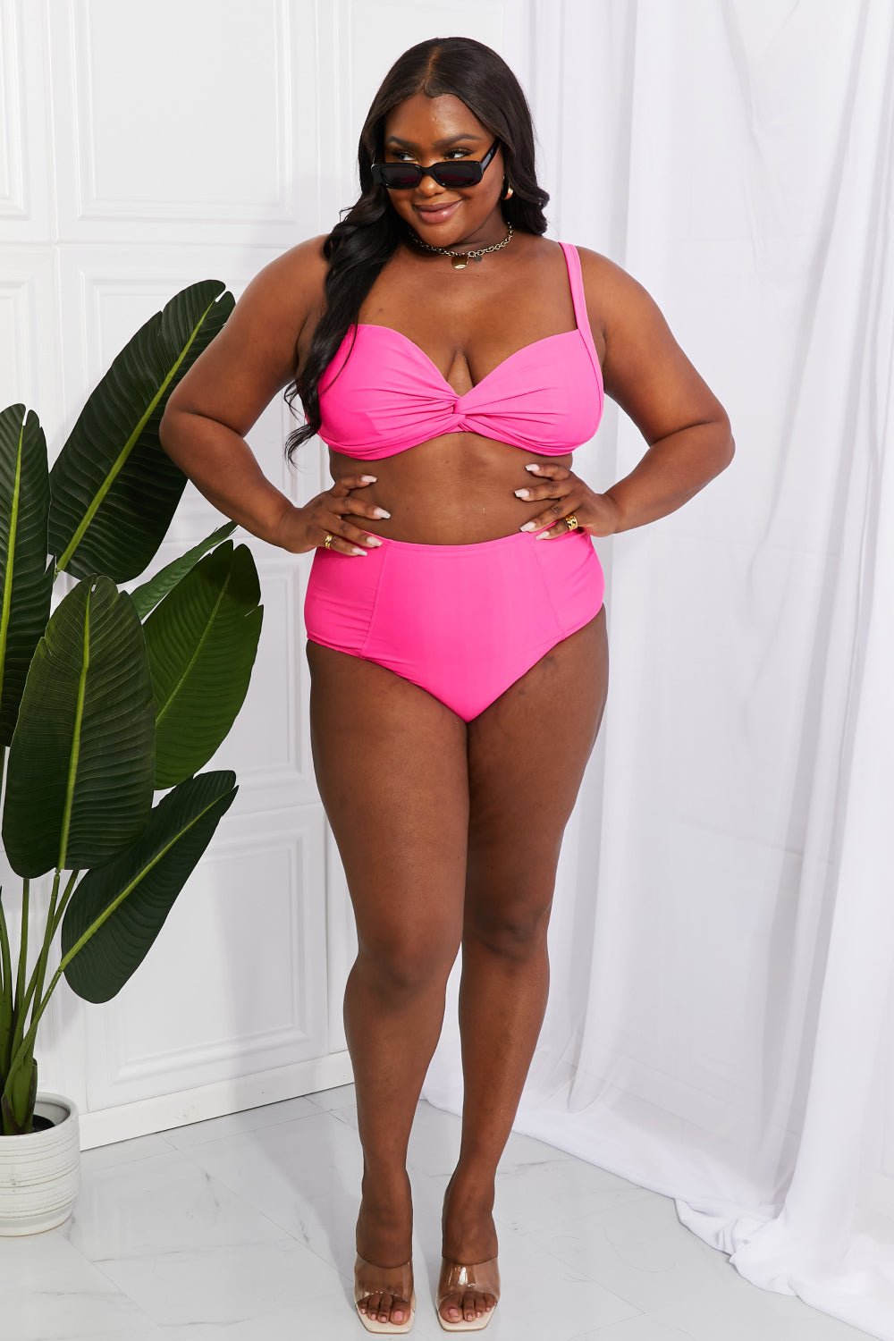 Marina West Swim Take A Dip Twist High - Rise Bikini in Pink - Mervyns