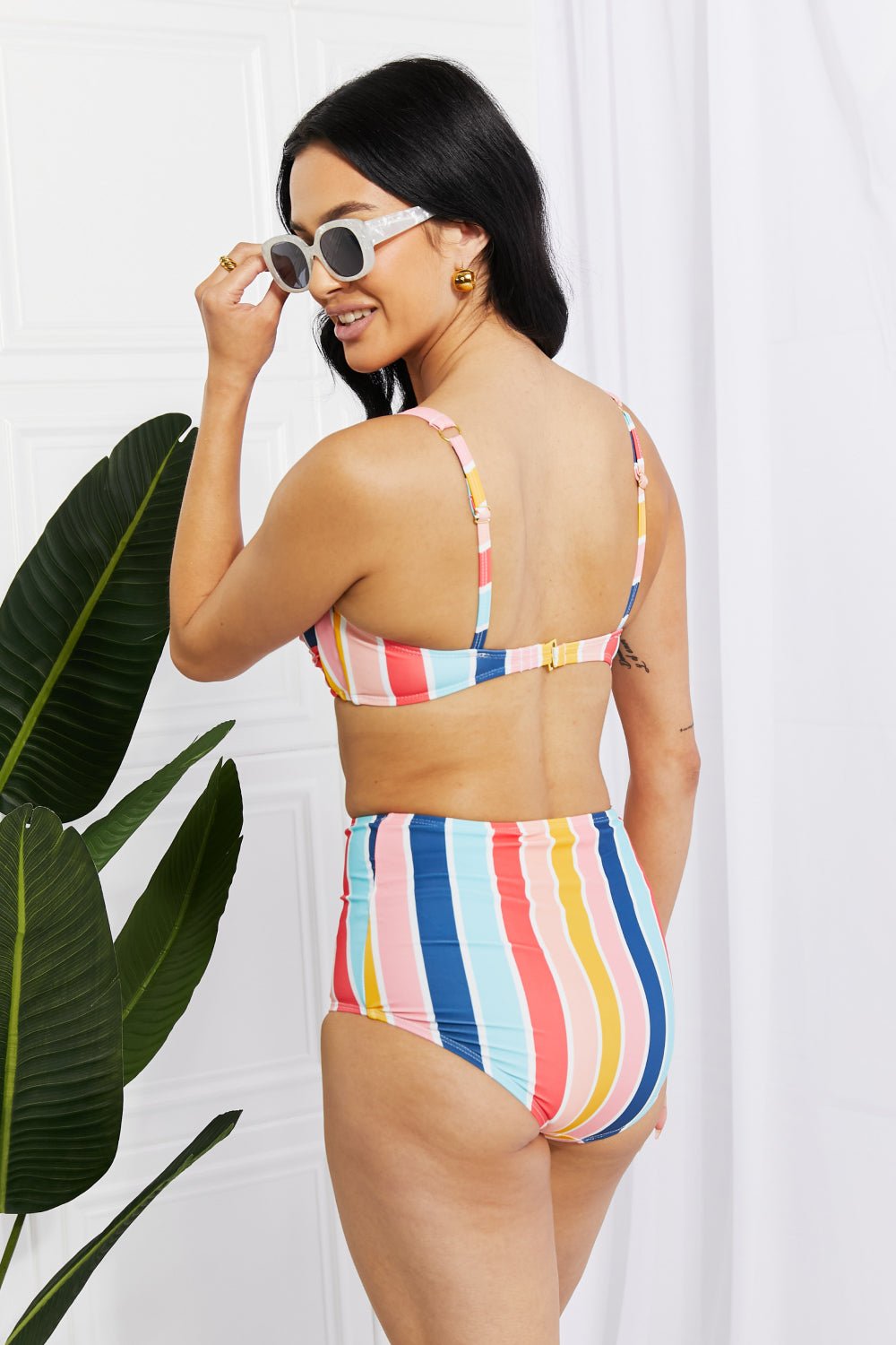 Marina West Swim Take A Dip Twist High - Rise Bikini in Stripe - Mervyns