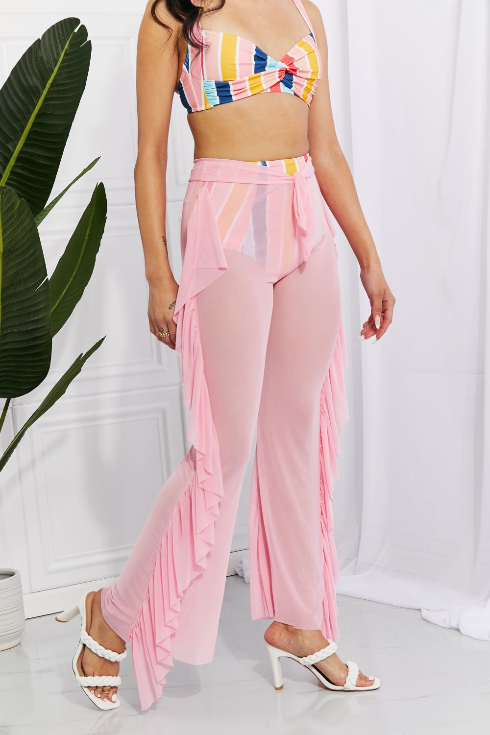 Marina West Swim Take Me To The Beach Mesh Ruffle Cover - Up Pants - Mervyns