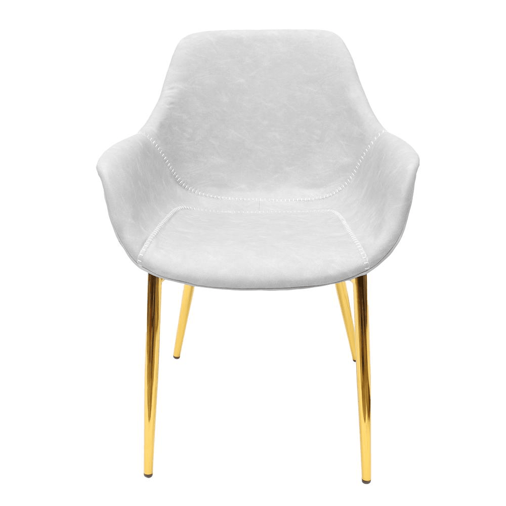 Markley Modern Leather Dining Arm Chair With Gold Metal Legs Set of 4 - Mervyns