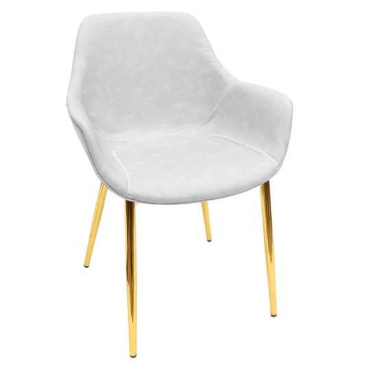 Markley Modern Leather Dining Arm Chair With Gold Metal Legs Set of 4 - Mervyns