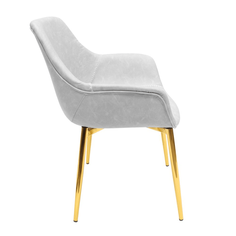 Markley Modern Leather Dining Arm Chair With Gold Metal Legs Set of 4 - Mervyns