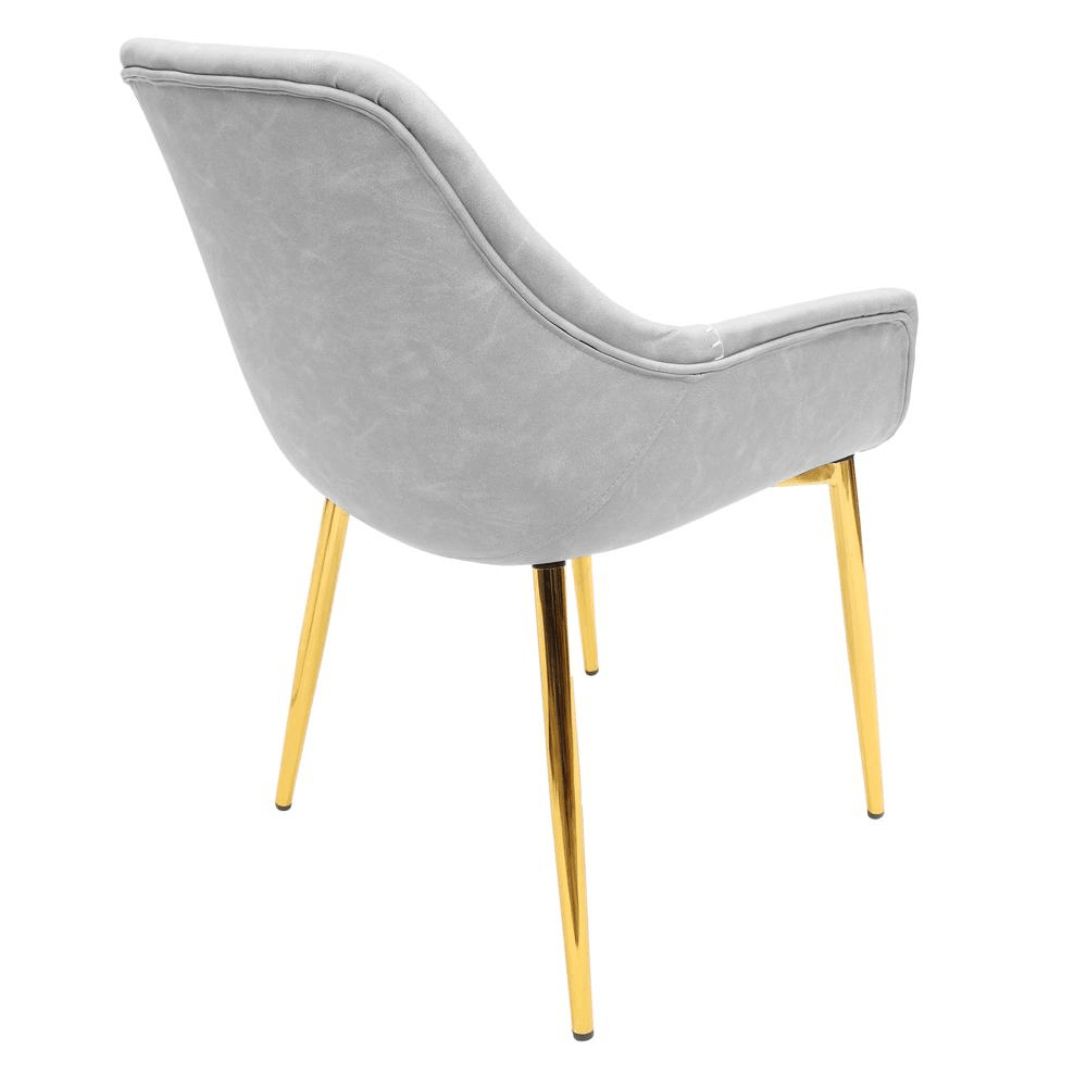 Markley Modern Leather Dining Arm Chair With Gold Metal Legs Set of 4 - Mervyns