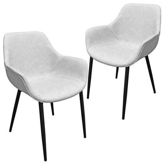 Markley Modern Leather Dining Arm Chair With Metal Legs Set of 2 - Mervyns