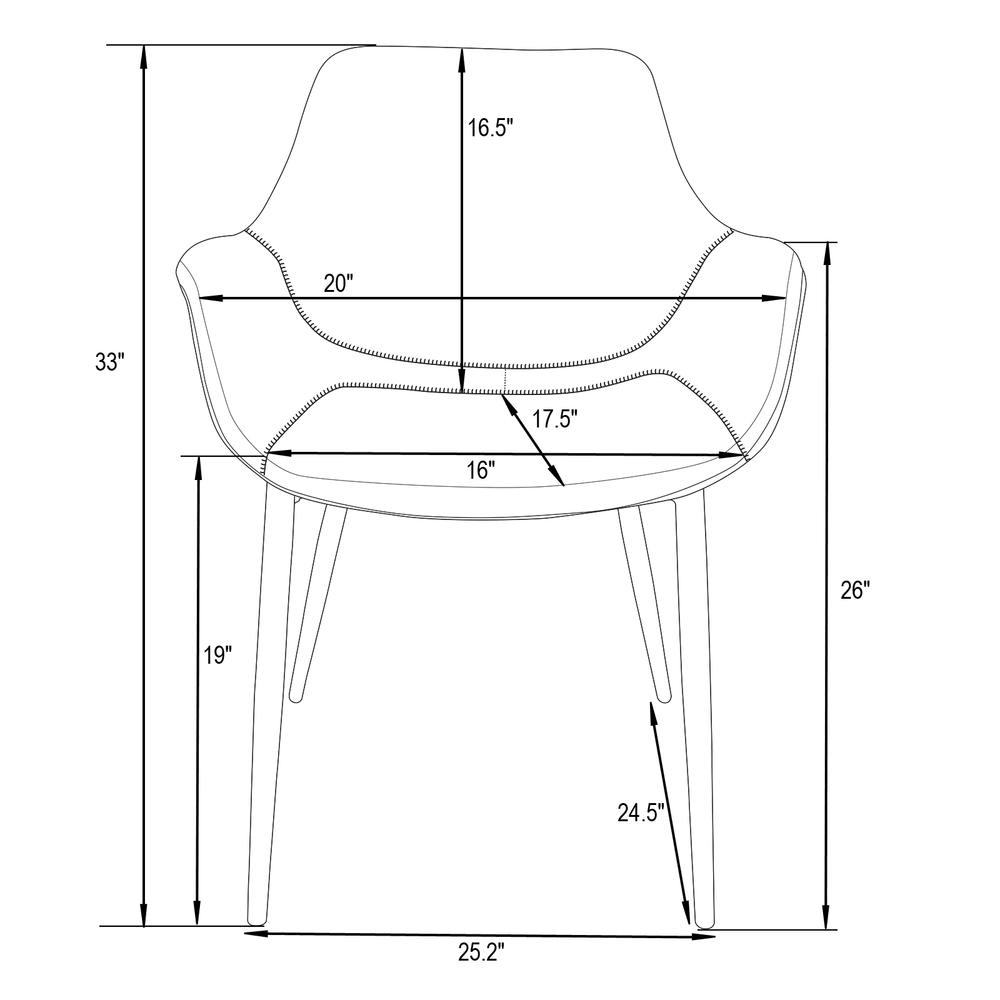 Markley Modern Leather Dining Arm Chair With Metal Legs Set of 4 - Mervyns