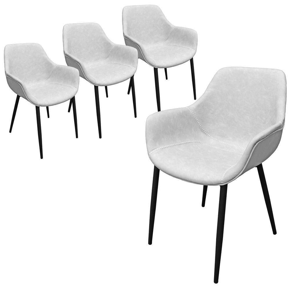 Markley Modern Leather Dining Arm Chair With Metal Legs Set of 4 - Mervyns