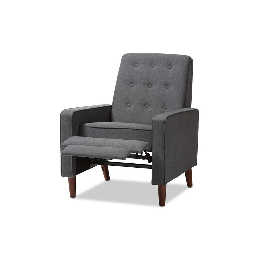 Mathias Mid - century Modern Grey Fabric Upholstered Lounge Chair - Mervyns