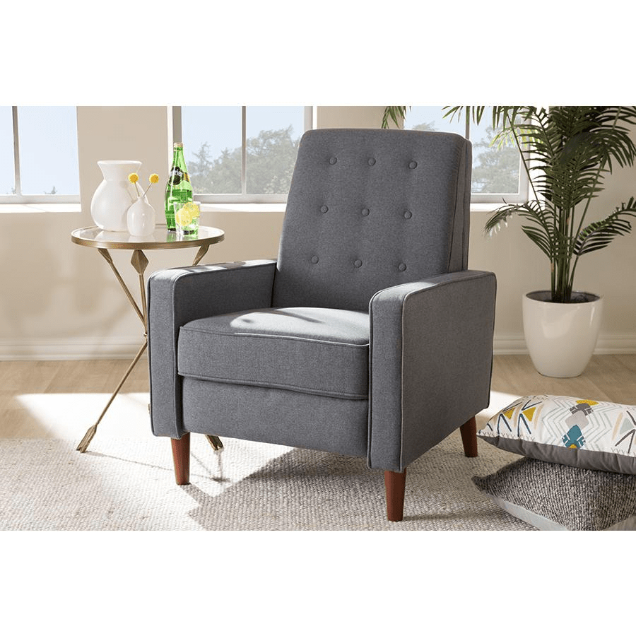 Mathias Mid - century Modern Grey Fabric Upholstered Lounge Chair - Mervyns