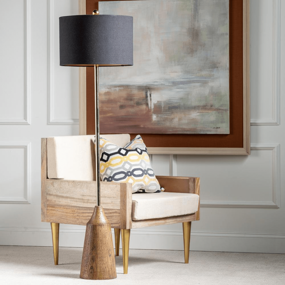 McKinney Black and Wood Floor Lamp - Mervyns