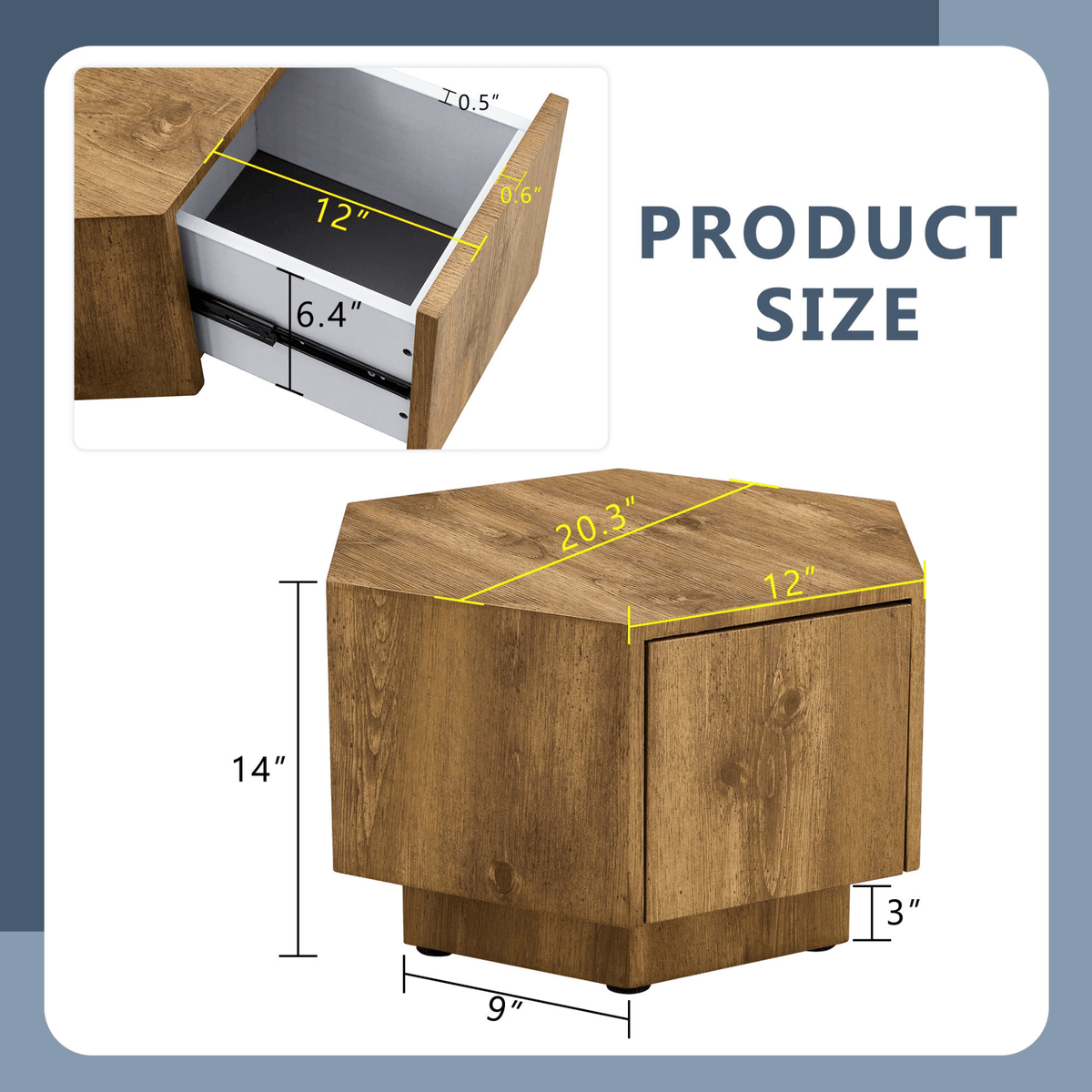 MDF material hexagonal coffee table with drawers.Made of high-quality materials,Adopting a unique hexagonal design,simple and elegant without losing personality. - Mervyns
