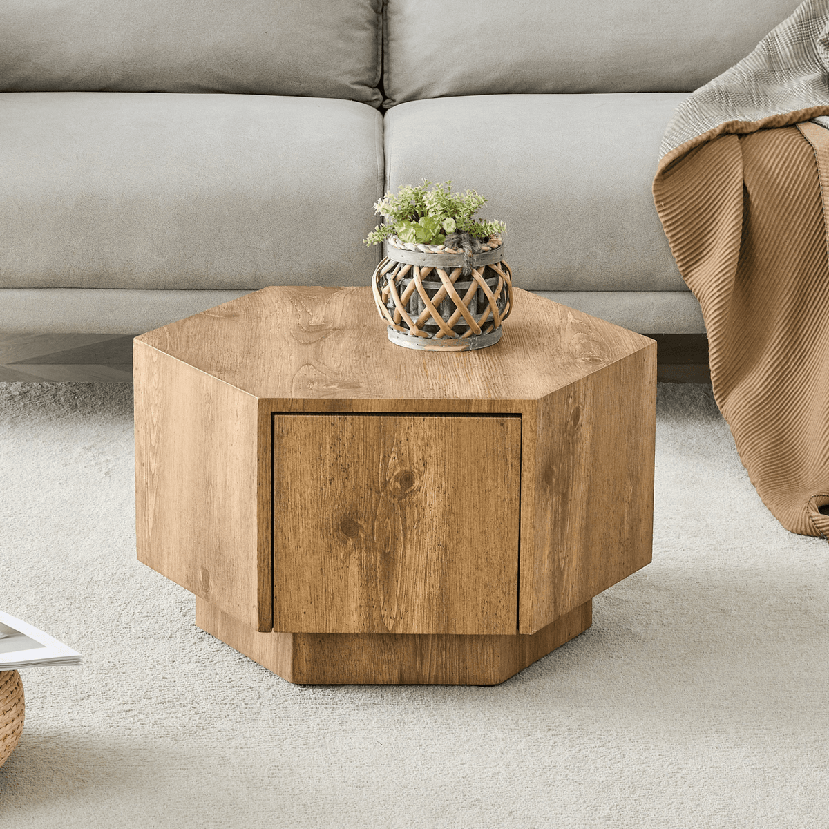 MDF material hexagonal coffee table with drawers.Made of high-quality materials,Adopting a unique hexagonal design,simple and elegant without losing personality. - Mervyns