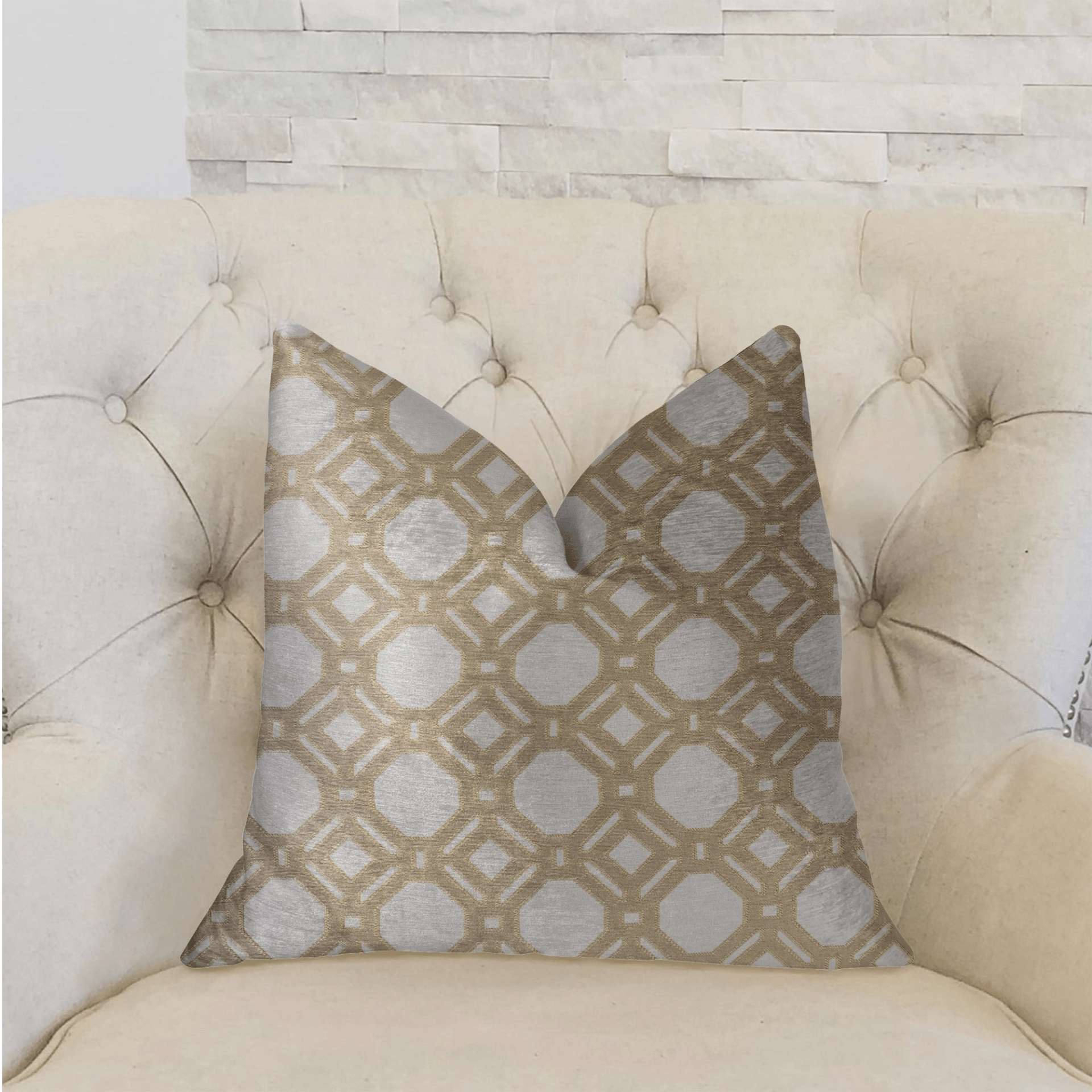 Medallion Eclipse Beige and Gray Luxury Throw Pillow - Mervyns