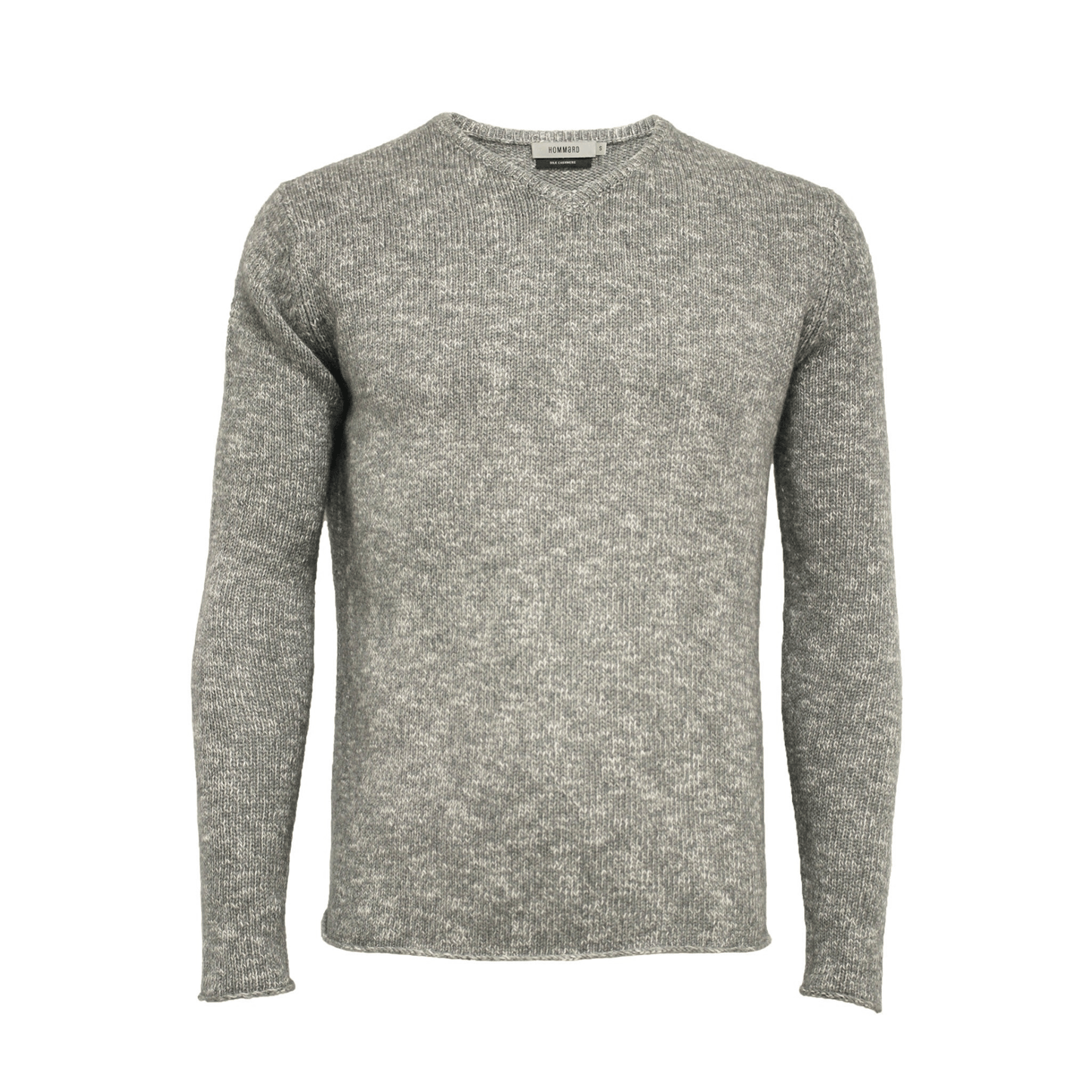 Melange Cashmere V Neck Sweater in Jersey Stitch Blue White - Mervyns