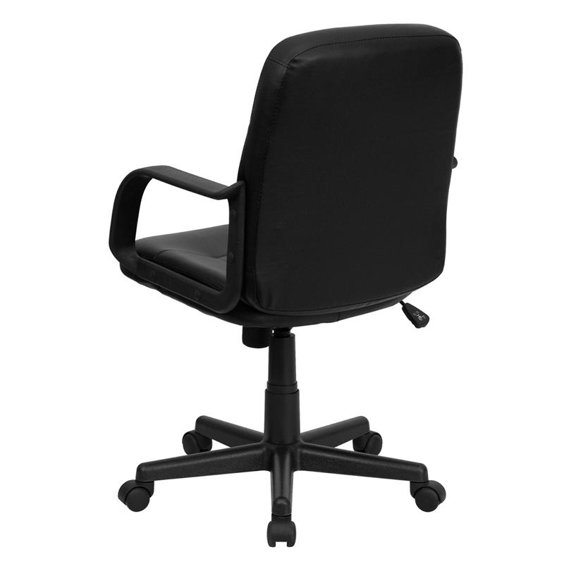 Mid - Back Black Glove Vinyl Executive Swivel Office Chair with Arms - Mervyns