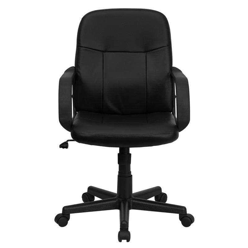 Mid - Back Black Glove Vinyl Executive Swivel Office Chair with Arms - Mervyns