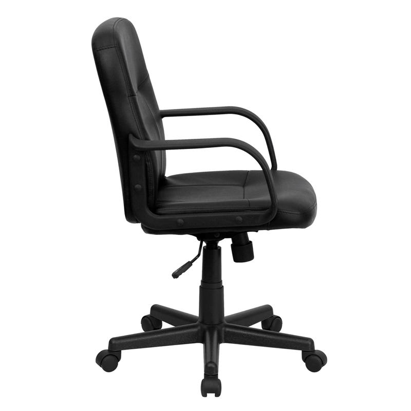 Mid - Back Black Glove Vinyl Executive Swivel Office Chair with Arms - Mervyns