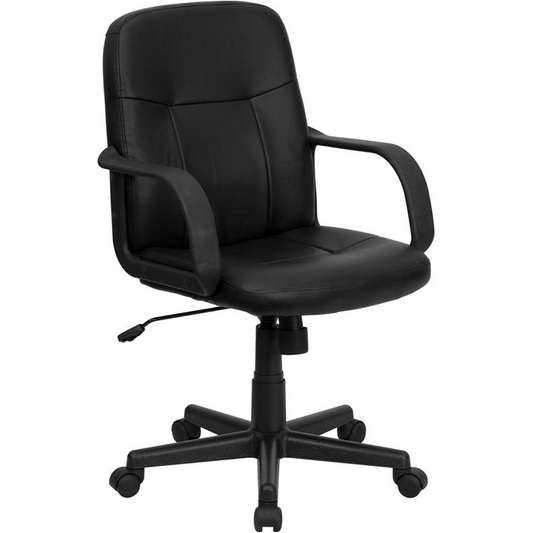 Mid - Back Black Glove Vinyl Executive Swivel Office Chair with Arms - Mervyns