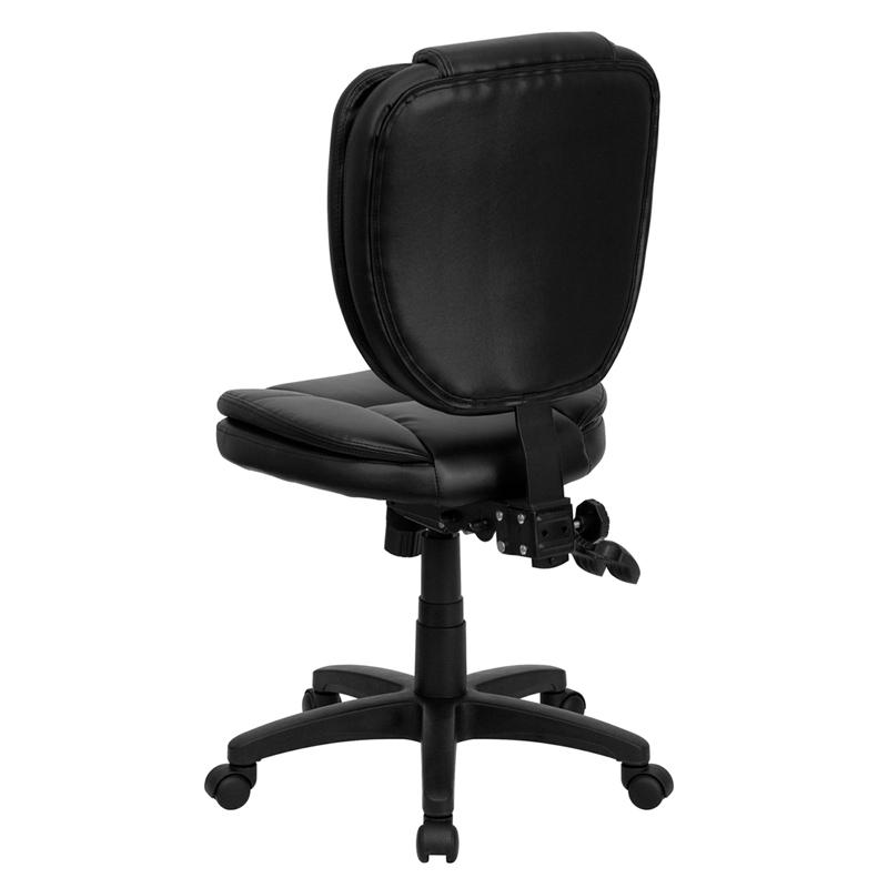 Mid - Back Black LeatherSoft Multifunction Swivel Ergonomic Task Office Chair with Pillow Top Cushioning - Mervyns