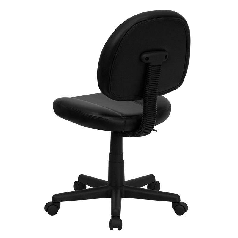 Mid - Back Black LeatherSoft Swivel Ergonomic Task Office Chair with Back Depth Adjustment - Mervyns