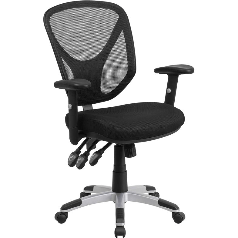 Mid - Back Black Mesh Multifunction Swivel Ergonomic Task Office Chair with Adjustable Arms - Mervyns