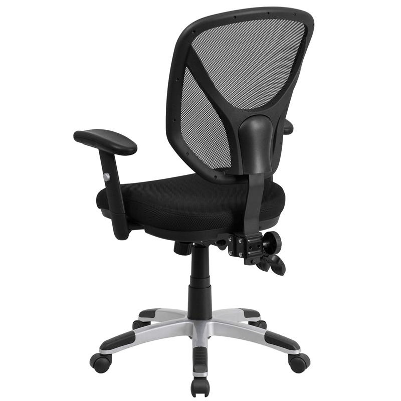 Mid - Back Black Mesh Multifunction Swivel Ergonomic Task Office Chair with Adjustable Arms - Mervyns