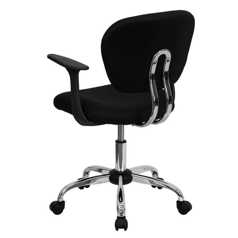 Mid - Back Black Mesh Padded Swivel Task Office Chair with Chrome Base and Arms - Mervyns