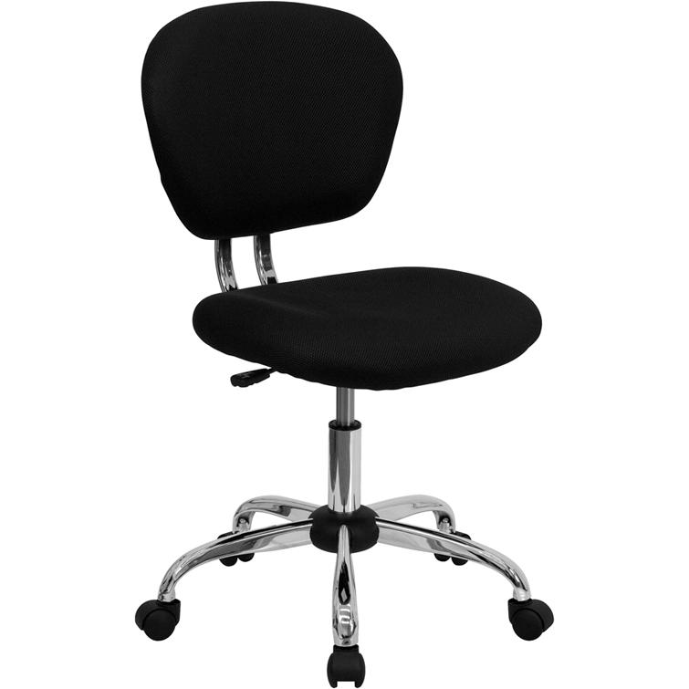 Mid - Back Black Mesh Padded Swivel Task Office Chair with Chrome Base - Mervyns