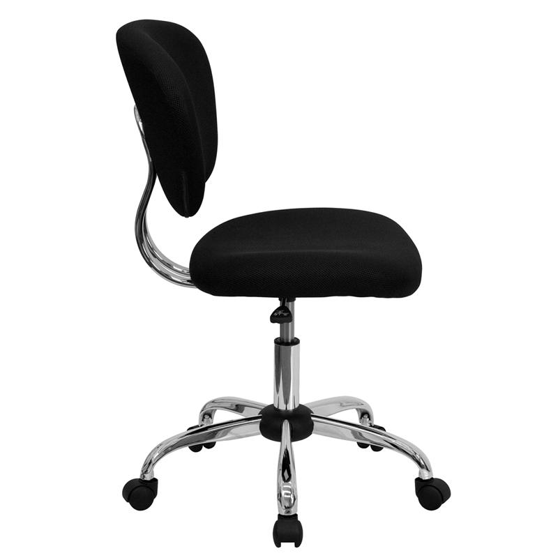 Mid - Back Black Mesh Padded Swivel Task Office Chair with Chrome Base - Mervyns