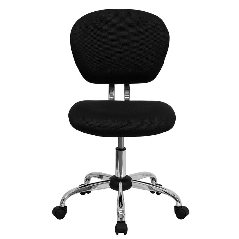 Mid - Back Black Mesh Padded Swivel Task Office Chair with Chrome Base - Mervyns