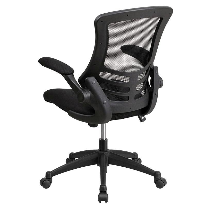 Mid - Back Black Mesh Swivel Ergonomic Task Office Chair with Flip - Up Arms, BIFMA Certified - Mervyns